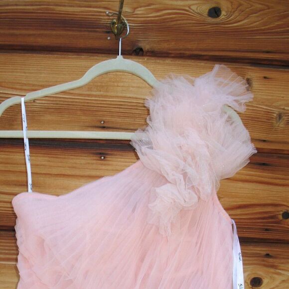 MAC DUGGAL 20576 Womens Pink One Shoulder Glitter Tulle Gown Dress - Picture 8 of 15